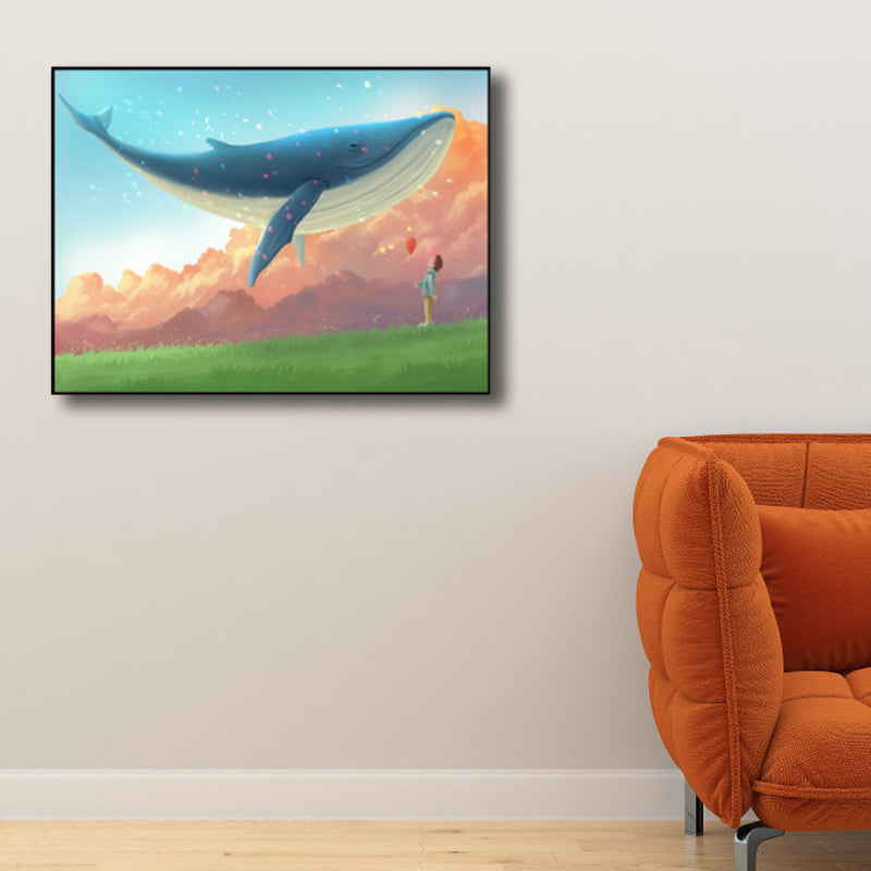 Sea Animal and Ocean Painting Light Color Kids Style Wrapped Canvas for Family Room Clearhalo 'Art Gallery' 'Canvas Art' 'Kids' Arts' 1860182