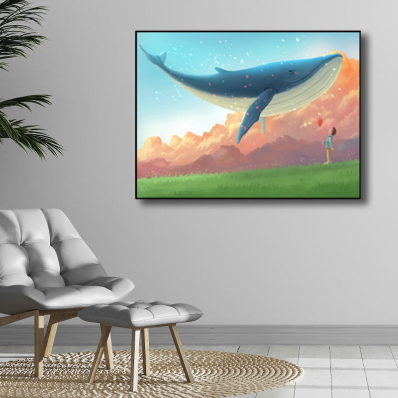Sea Animal and Ocean Painting Light Color Kids Style Wrapped Canvas for Family Room Clearhalo 'Art Gallery' 'Canvas Art' 'Kids' Arts' 1860183