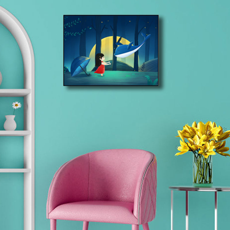 Sea Animal and Ocean Painting Light Color Kids Style Wrapped Canvas for Family Room Clearhalo 'Art Gallery' 'Canvas Art' 'Kids' Arts' 1860187