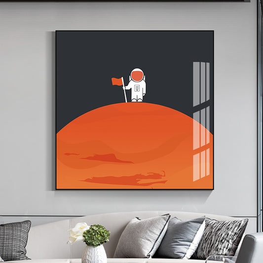 Outer Space Scenery Wall Art Set Soft Color Kids Style Canvas Print for Family Room Orange Clearhalo 'Art Gallery' 'Canvas Art' 'Kids' Arts' 1860211