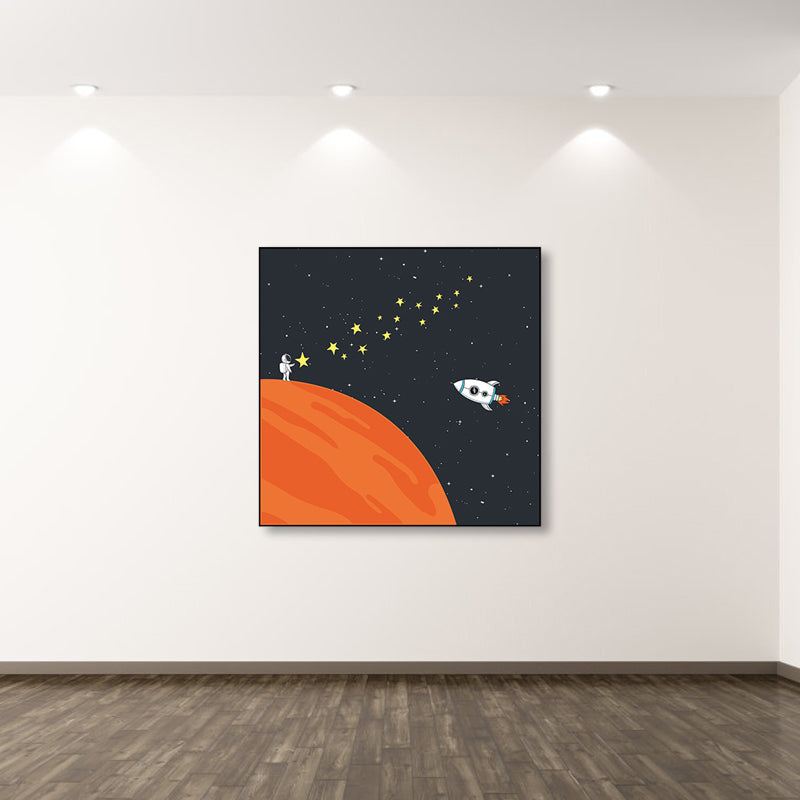 Outer Space Scenery Wall Art Set Soft Color Kids Style Canvas Print for Family Room Clearhalo 'Art Gallery' 'Canvas Art' 'Kids' Arts' 1860223