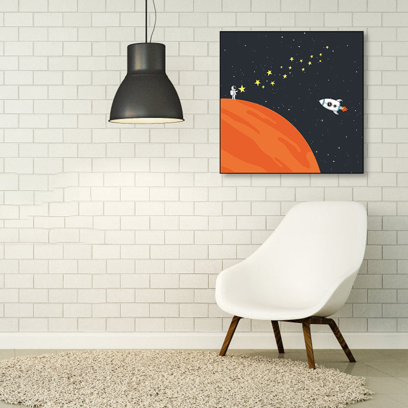 Outer Space Scenery Wall Art Set Soft Color Kids Style Canvas Print for Family Room Clearhalo 'Art Gallery' 'Canvas Art' 'Kids' Arts' 1860224