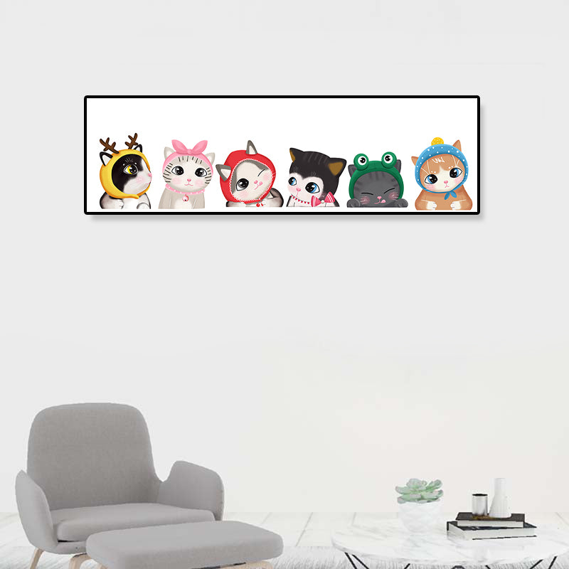 Light Color Kids Style Painting Various Cat Print Wrapped Canvas for Girls Bedroom Clearhalo 'Art Gallery' 'Canvas Art' 'Kids' Arts' 1860298