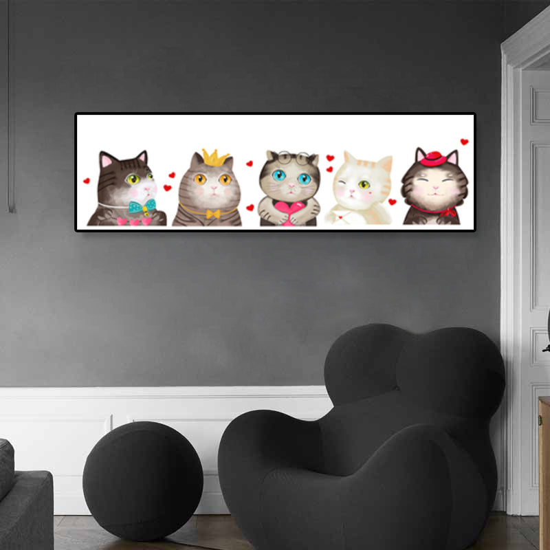 Light Color Kids Style Painting Various Cat Print Wrapped Canvas for Girls Bedroom Clearhalo 'Art Gallery' 'Canvas Art' 'Kids' Arts' 1860302