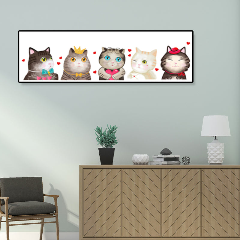 Light Color Kids Style Painting Various Cat Print Wrapped Canvas for Girls Bedroom Clearhalo 'Art Gallery' 'Canvas Art' 'Kids' Arts' 1860303
