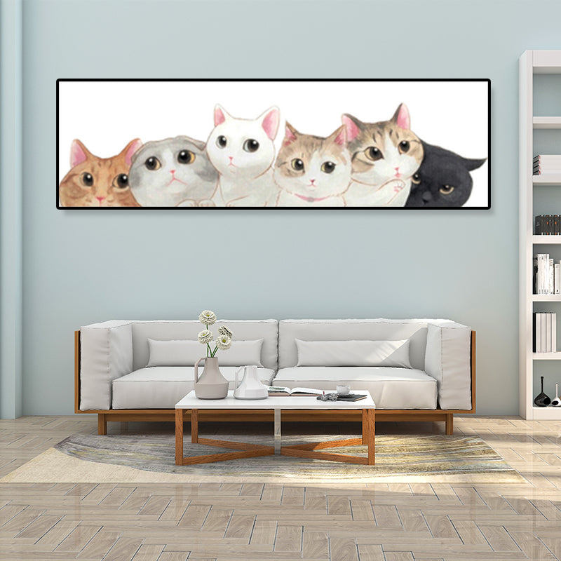 Light Color Kids Style Painting Various Cat Print Wrapped Canvas for Girls Bedroom Clearhalo 'Art Gallery' 'Canvas Art' 'Kids' Arts' 1860306