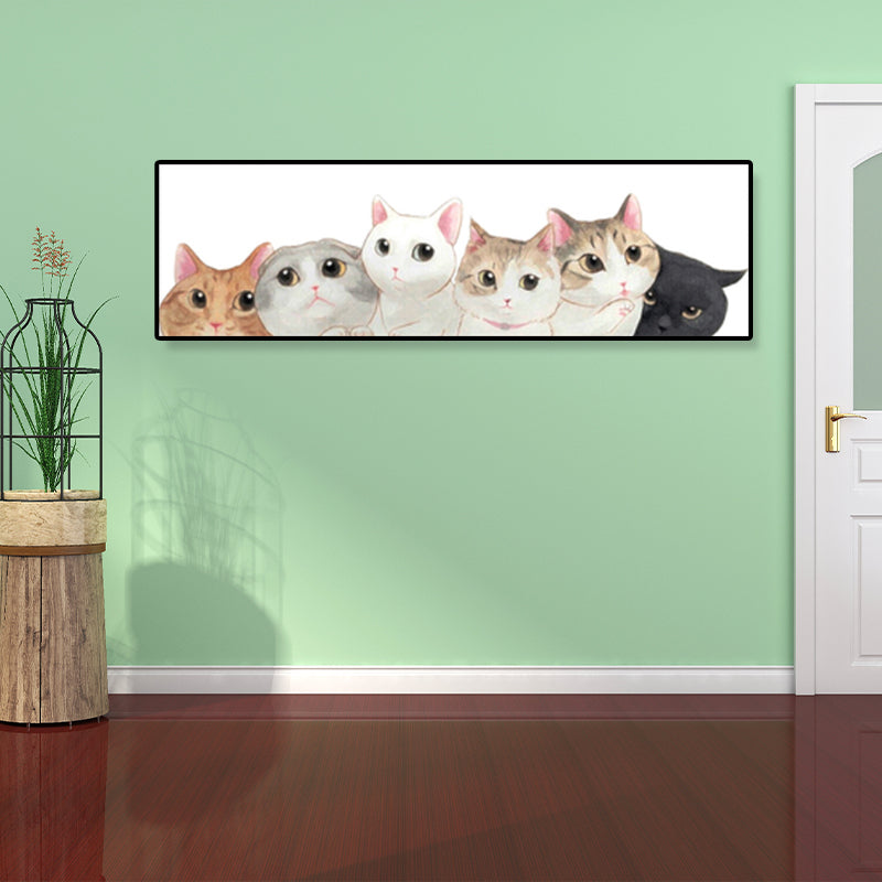 Light Color Kids Style Painting Various Cat Print Wrapped Canvas for Girls Bedroom Clearhalo 'Art Gallery' 'Canvas Art' 'Kids' Arts' 1860307