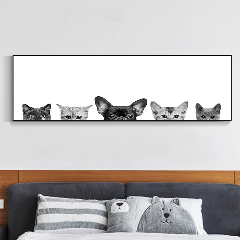 Children's Art Domestic Pets Canvas Print Photo Animal Wall Decor in Pastel Color Clearhalo 'Art Gallery' 'Canvas Art' 'Kids' Arts' 1860310