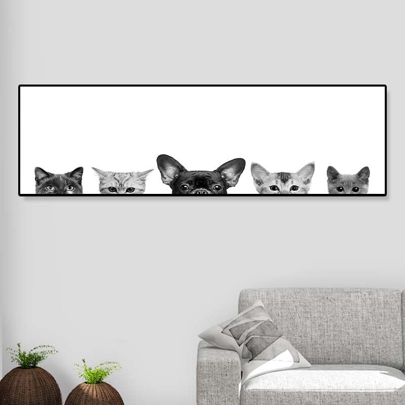 Children's Art Domestic Pets Canvas Print Photo Animal Wall Decor in Pastel Color Clearhalo 'Art Gallery' 'Canvas Art' 'Kids' Arts' 1860311