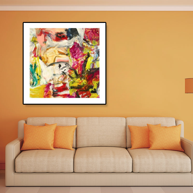 Abstract Oil Painting Wrapped Canvas Modern Art Textured Wall Decor in Soft Color for Room Red Clearhalo 'Arts' 'Canvas Art' 1860324