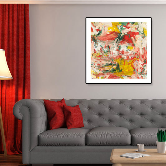 Abstract Oil Painting Wrapped Canvas Modern Art Textured Wall Decor in Soft Color for Room Pink
