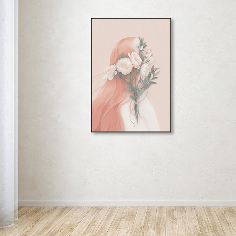 Soft Color Illustrated Maiden Wrapped Canvas Textured Pop Art Living Room Wall Decor Clearhalo 'Art Gallery' 'Canvas Art' 'Contemporary Art Gallery' 'Modern' Arts' 1860454