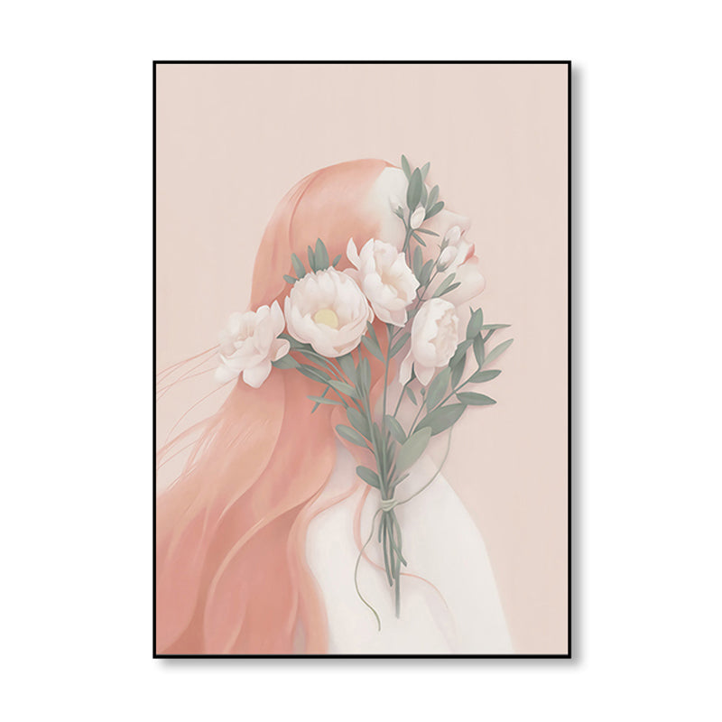 Soft Color Illustrated Maiden Wrapped Canvas Textured Pop Art Living Room Wall Decor Clearhalo 'Art Gallery' 'Canvas Art' 'Contemporary Art Gallery' 'Modern' Arts' 1860456