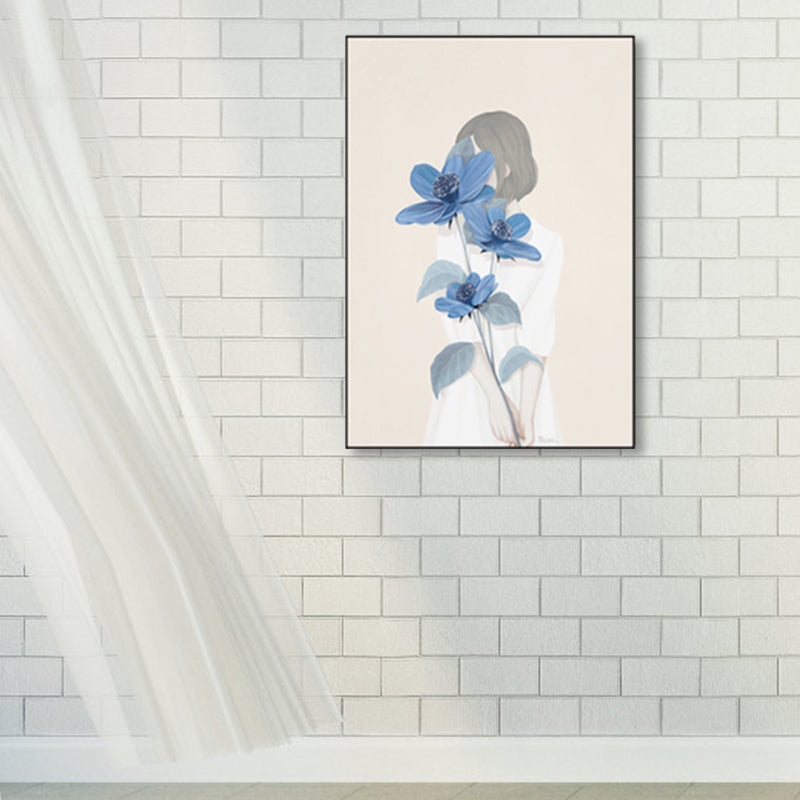 Soft Color Illustrated Maiden Wrapped Canvas Textured Pop Art Living Room Wall Decor Clearhalo 'Art Gallery' 'Canvas Art' 'Contemporary Art Gallery' 'Modern' Arts' 1860470