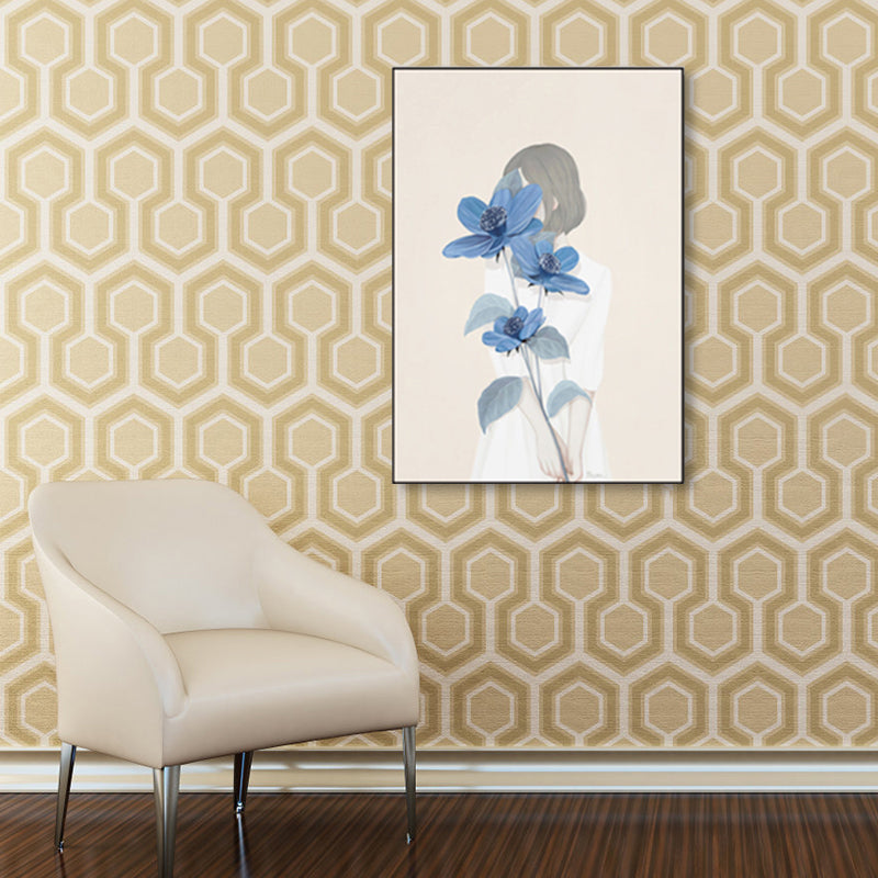 Soft Color Illustrated Maiden Wrapped Canvas Textured Pop Art Living Room Wall Decor Clearhalo 'Art Gallery' 'Canvas Art' 'Contemporary Art Gallery' 'Modern' Arts' 1860471