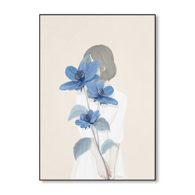 Soft Color Illustrated Maiden Wrapped Canvas Textured Pop Art Living Room Wall Decor Clearhalo 'Art Gallery' 'Canvas Art' 'Contemporary Art Gallery' 'Modern' Arts' 1860472