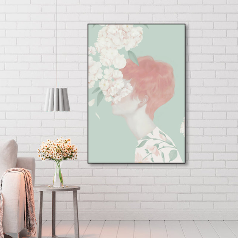 Soft Color Illustrated Maiden Wrapped Canvas Textured Pop Art Living Room Wall Decor Clearhalo 'Art Gallery' 'Canvas Art' 'Contemporary Art Gallery' 'Modern' Arts' 1860474