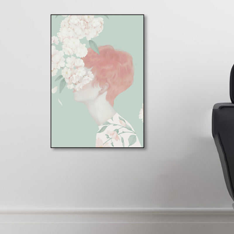 Soft Color Illustrated Maiden Wrapped Canvas Textured Pop Art Living Room Wall Decor Clearhalo 'Art Gallery' 'Canvas Art' 'Contemporary Art Gallery' 'Modern' Arts' 1860475