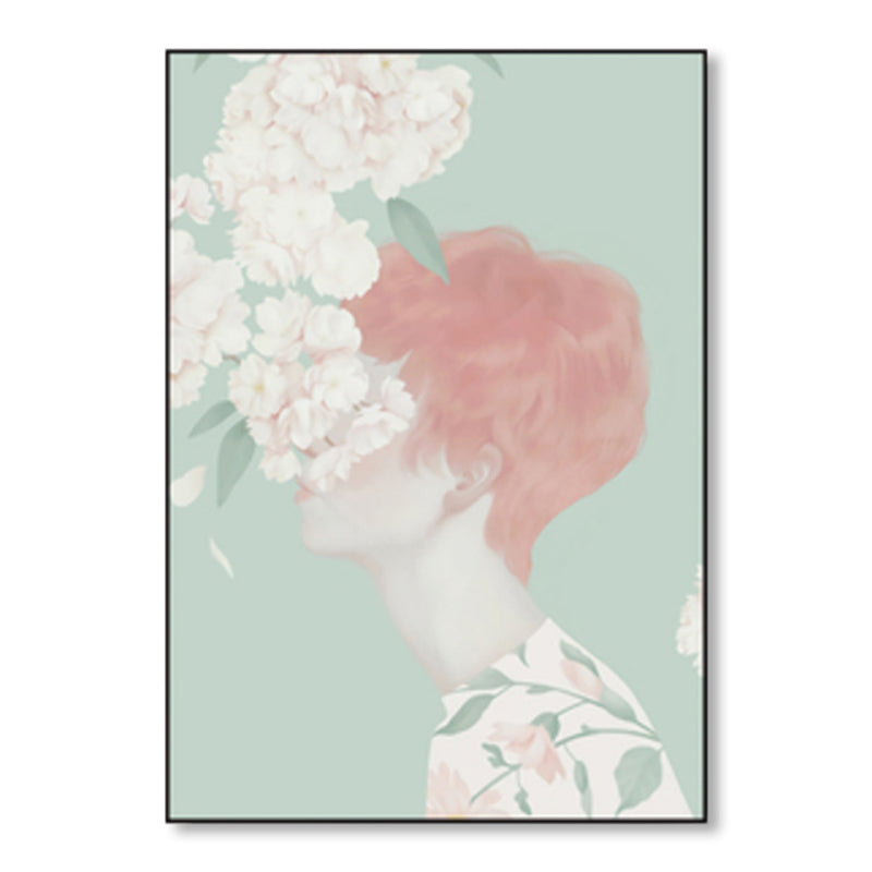 Soft Color Illustrated Maiden Wrapped Canvas Textured Pop Art Living Room Wall Decor Clearhalo 'Art Gallery' 'Canvas Art' 'Contemporary Art Gallery' 'Modern' Arts' 1860476