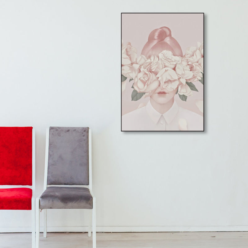 Soft Color Illustrated Maiden Wrapped Canvas Textured Pop Art Living Room Wall Decor Clearhalo 'Art Gallery' 'Canvas Art' 'Contemporary Art Gallery' 'Modern' Arts' 1860478