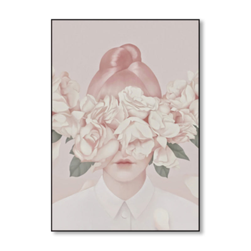 Soft Color Illustrated Maiden Wrapped Canvas Textured Pop Art Living Room Wall Decor Clearhalo 'Art Gallery' 'Canvas Art' 'Contemporary Art Gallery' 'Modern' Arts' 1860480