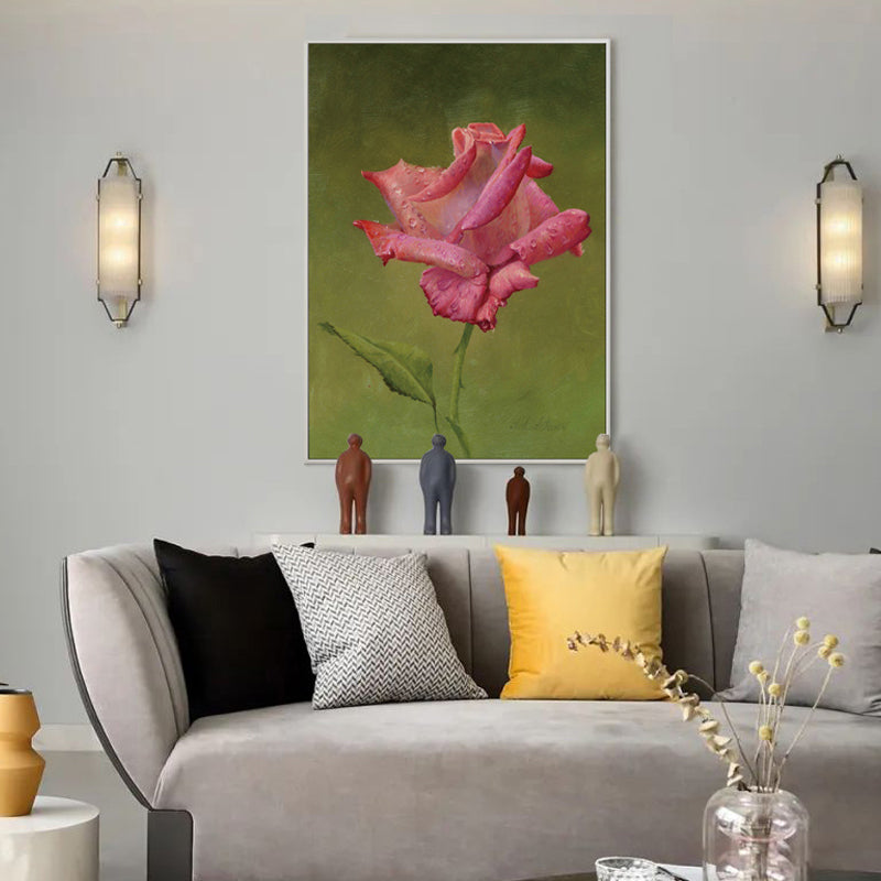 Flower Blossom Canvas Print Textured Countryside Living Room Wall Art in Soft Color Pink Clearhalo 'Art Gallery' 'Canvas Art' 'Country Art Gallery' 'French Country' 'Rustic' Arts' 1860481