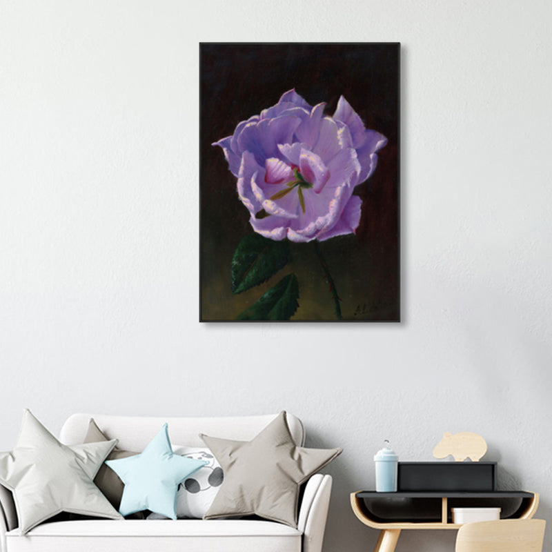 Flower Blossom Canvas Print Textured Countryside Living Room Wall Art in Soft Color Purple Clearhalo 'Art Gallery' 'Canvas Art' 'Country Art Gallery' 'French Country' 'Rustic' Arts' 1860488