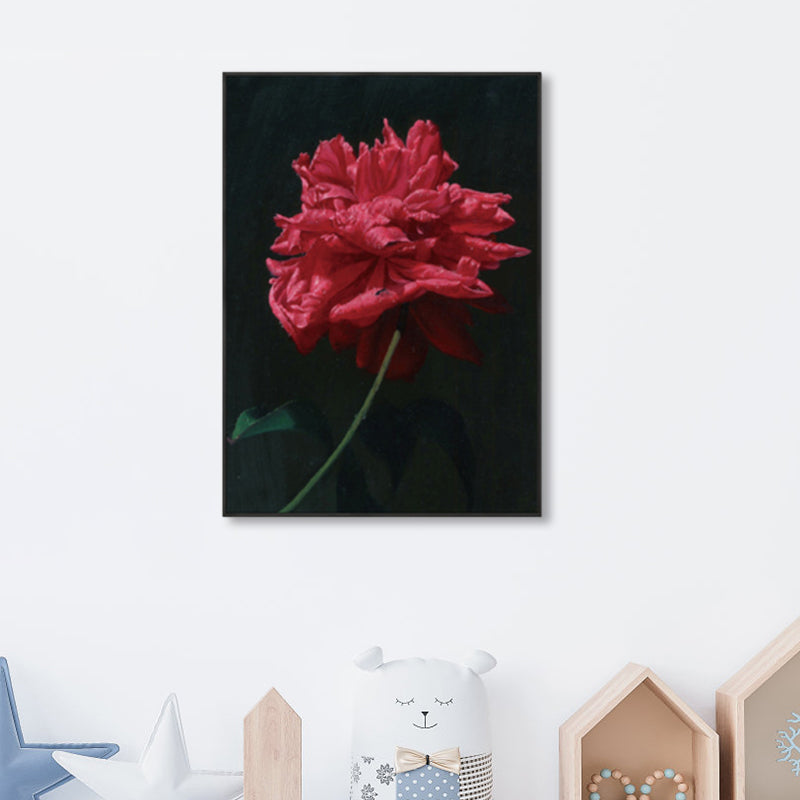 Flower Blossom Canvas Print Textured Countryside Living Room Wall Art in Soft Color Red Clearhalo 'Art Gallery' 'Canvas Art' 'Country Art Gallery' 'French Country' 'Rustic' Arts' 1860492