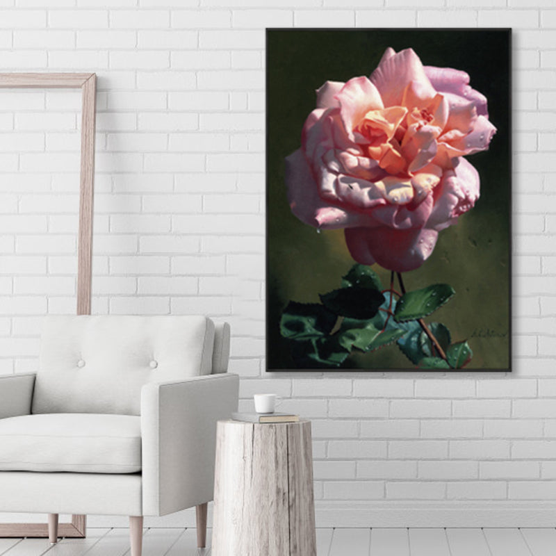 Flower Blossom Canvas Print Textured Countryside Living Room Wall Art in Soft Color Light Pink Clearhalo 'Art Gallery' 'Canvas Art' 'Country Art Gallery' 'French Country' 'Rustic' Arts' 1860500