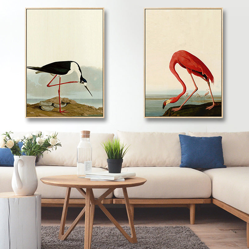 Tropical Painting Print Flamingo Canvas House Interior Wall Art Decor in Pastel Color Clearhalo 'Art Gallery' 'Canvas Art' 'Coastal Art Gallery' 'Tropical' Arts' 1860508
