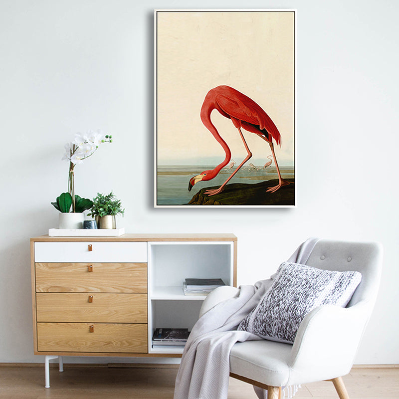 Tropical Painting Print Flamingo Canvas House Interior Wall Art Decor in Pastel Color Red Clearhalo 'Art Gallery' 'Canvas Art' 'Coastal Art Gallery' 'Tropical' Arts' 1860515