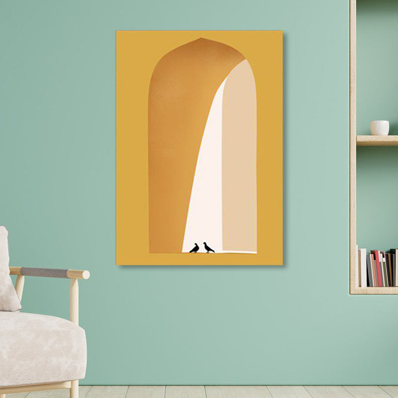 Soft Color Arched Gallery Wall Decor Building Contemporary Textured Canvas for Room Clearhalo 'Art Gallery' 'Canvas Art' 'Contemporary Art Gallery' 'Modern' Arts' 1860536