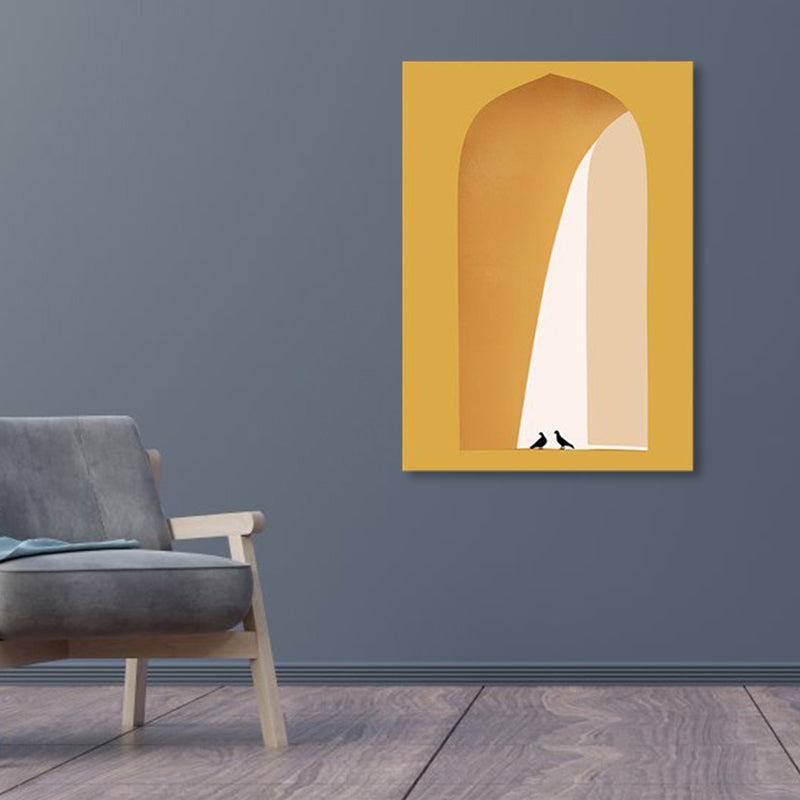 Soft Color Arched Gallery Wall Decor Building Contemporary Textured Canvas for Room Clearhalo 'Art Gallery' 'Canvas Art' 'Contemporary Art Gallery' 'Modern' Arts' 1860537