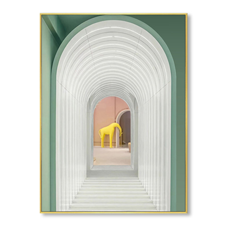 Soft Color Arched Gallery Wall Decor Building Contemporary Textured Canvas for Room Clearhalo 'Art Gallery' 'Canvas Art' 'Contemporary Art Gallery' 'Modern' Arts' 1860546