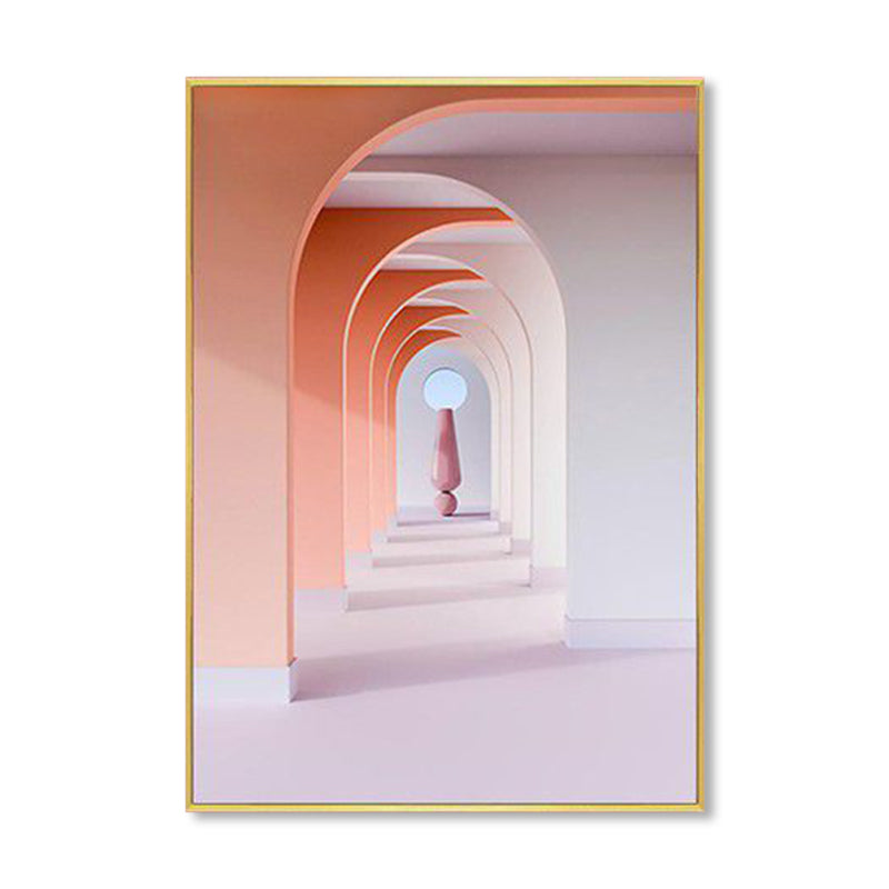 Soft Color Arched Gallery Wall Decor Building Contemporary Textured Canvas for Room Clearhalo 'Art Gallery' 'Canvas Art' 'Contemporary Art Gallery' 'Modern' Arts' 1860550