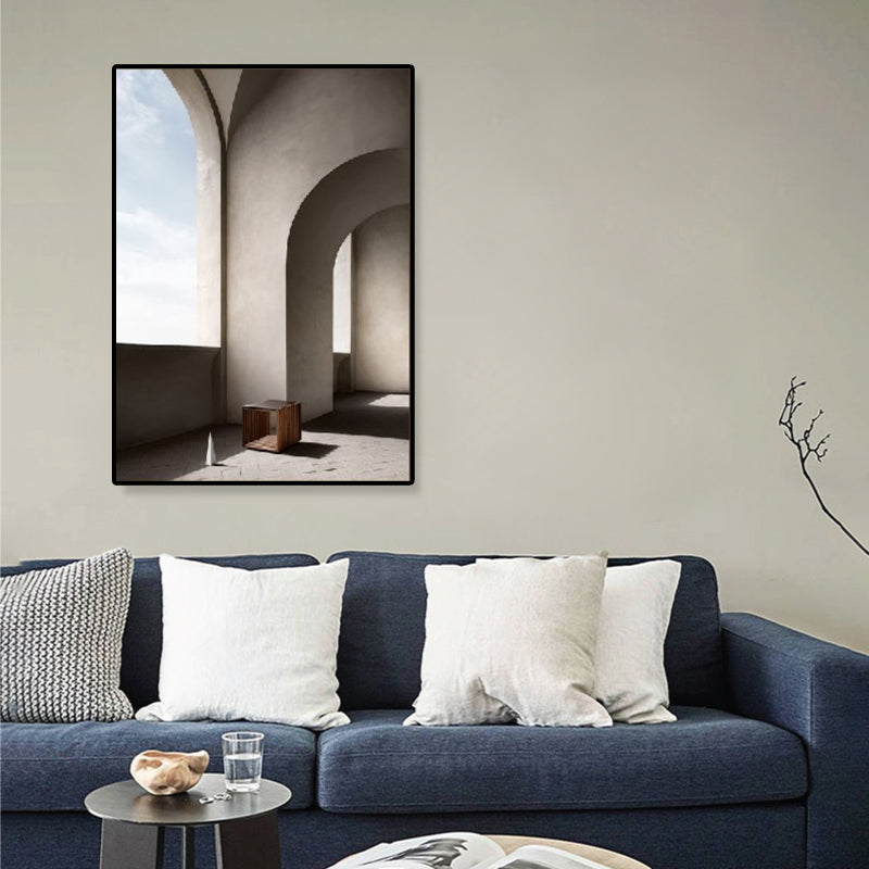 Arched Door Scenery Wall Art Set Soft Color Modern Style Canvas Print for Family Room Brown Clearhalo 'Art Gallery' 'Canvas Art' 'Contemporary Art Gallery' 'Modern' Arts' 1860560