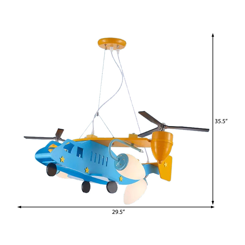 Helicopter Kindergarten Boys Bedroom Chandelier Metal Cool Ceiling Light in Blue Finish Clearhalo 'Ceiling Lights' 'Chandeliers' Lighting' options 186057