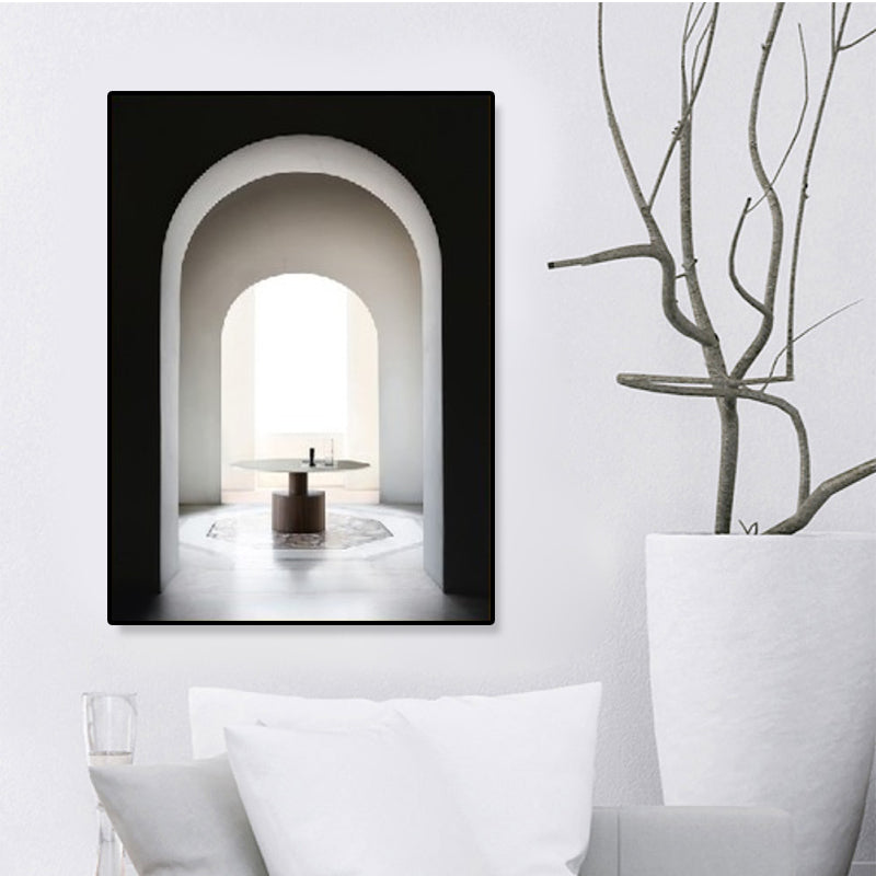 Arched Door Scenery Wall Art Set Soft Color Modern Style Canvas Print for Family Room Textured White Clearhalo 'Art Gallery' 'Canvas Art' 'Contemporary Art Gallery' 'Modern' Arts' 1860571