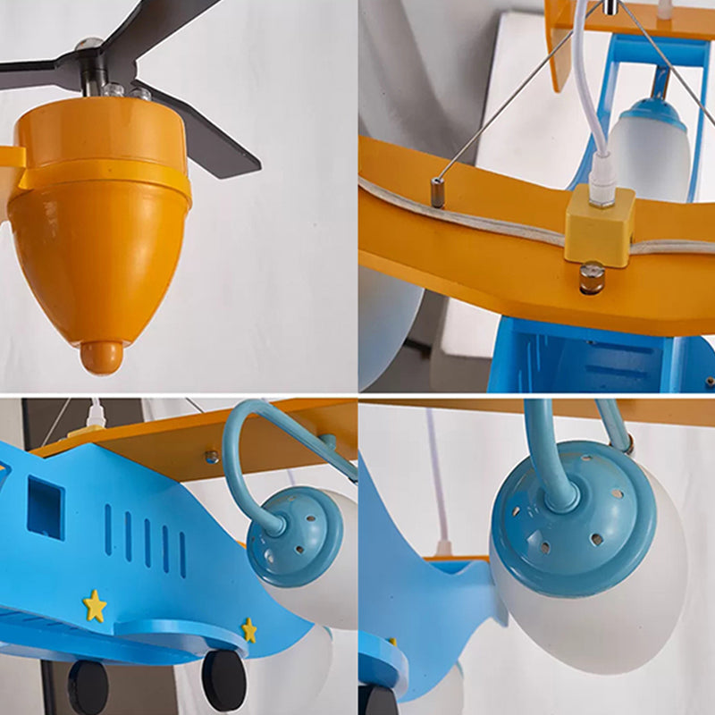 Helicopter Kindergarten Boys Bedroom Chandelier Metal Cool Ceiling Light in Blue Finish Clearhalo 'Ceiling Lights' 'Chandeliers' Lighting' options 186058