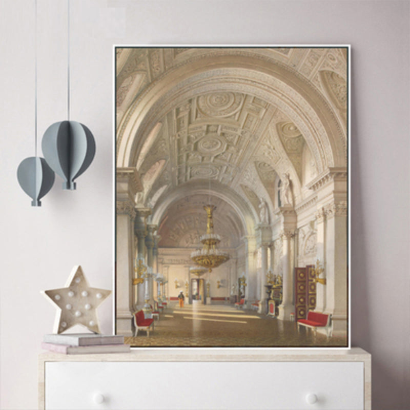 Long Arched Gallery Wall Art Decor Living Room Architecture Canvas Print in Brown Brown Clearhalo 'Art Gallery' 'Canvas Art' 'Contemporary Art Gallery' 'Modern' Arts' 1860583