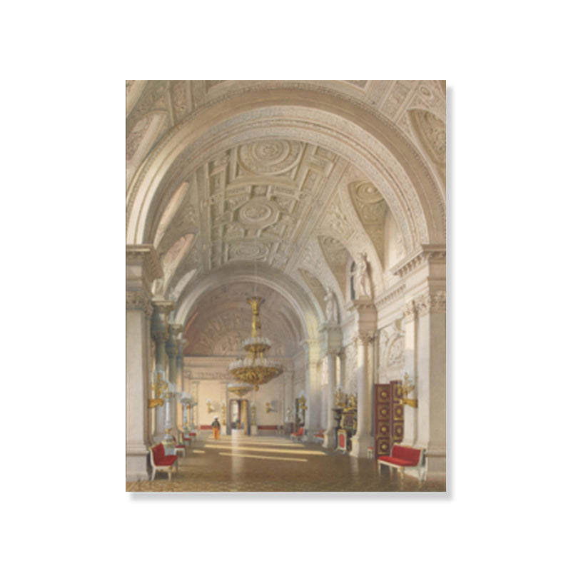 Long Arched Gallery Wall Art Decor Living Room Architecture Canvas Print in Brown Clearhalo 'Art Gallery' 'Canvas Art' 'Contemporary Art Gallery' 'Modern' Arts' 1860586