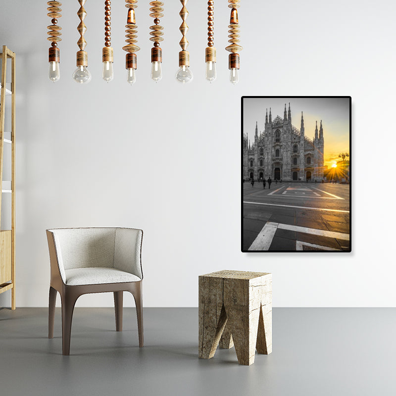 Cathedral Scene Wrapped Canvas Modern Famous Architecture Wall Decor in Pastel Color Clearhalo 'Art Gallery' 'Canvas Art' 'Contemporary Art Gallery' 'Modern' Arts' 1860620