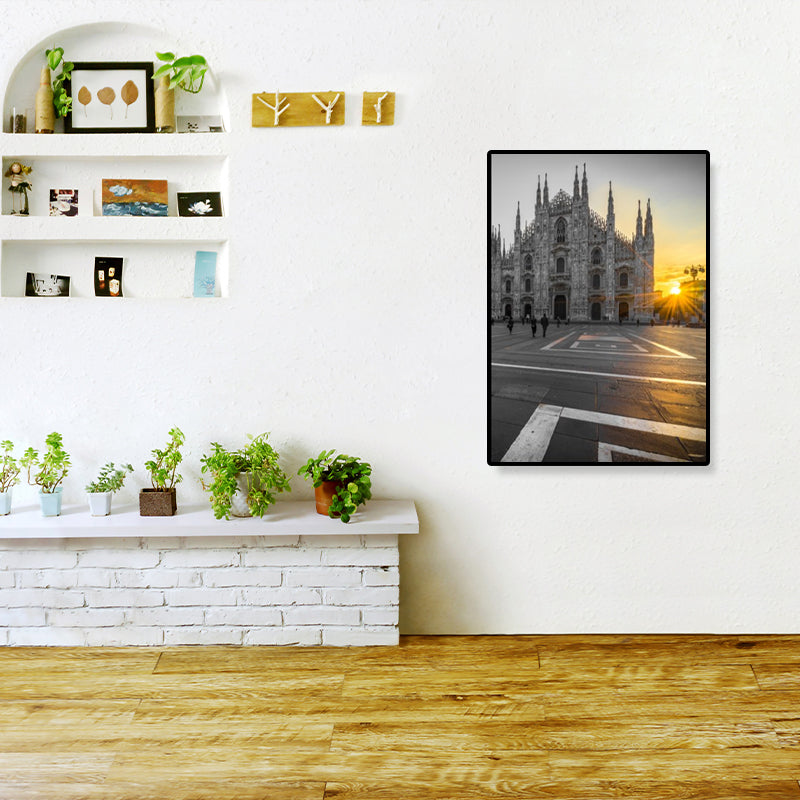 Cathedral Scene Wrapped Canvas Modern Famous Architecture Wall Decor in Pastel Color Clearhalo 'Art Gallery' 'Canvas Art' 'Contemporary Art Gallery' 'Modern' Arts' 1860621