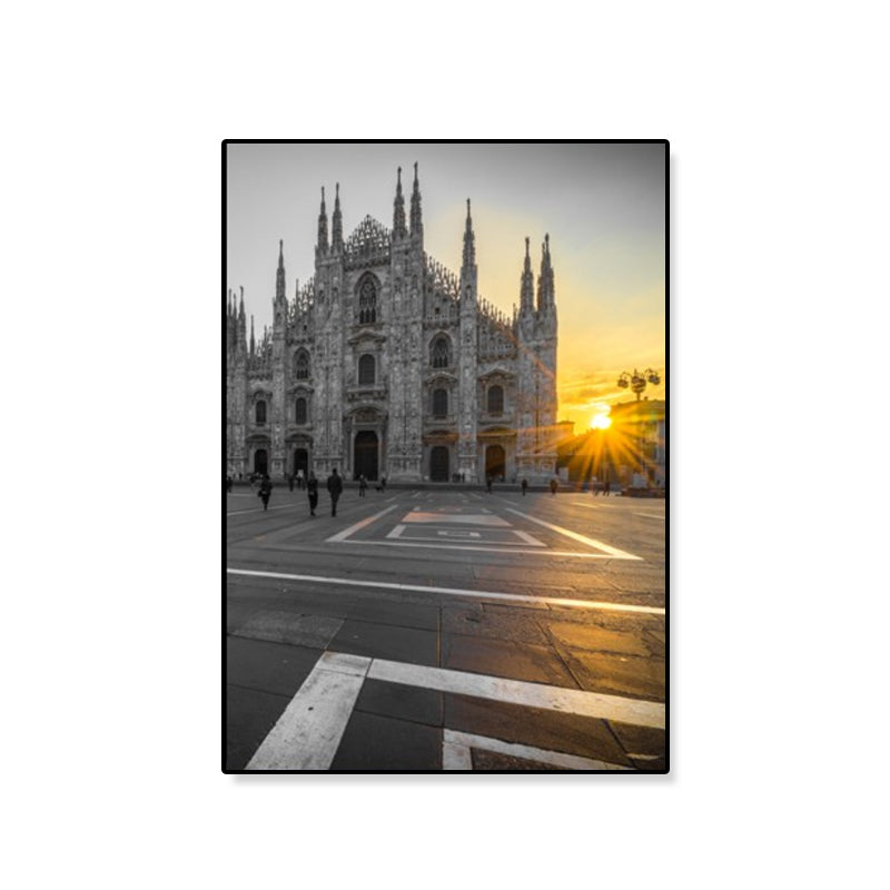 Cathedral Scene Wrapped Canvas Modern Famous Architecture Wall Decor in Pastel Color Clearhalo 'Art Gallery' 'Canvas Art' 'Contemporary Art Gallery' 'Modern' Arts' 1860622