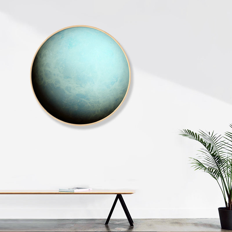 Outer Space Planet Wall Art Kids Textured Bedroom Canvas Print in Soft Color, Optional Sizes Green Clearhalo 'Art Gallery' 'Canvas Art' 'Kids' Arts' 1860624