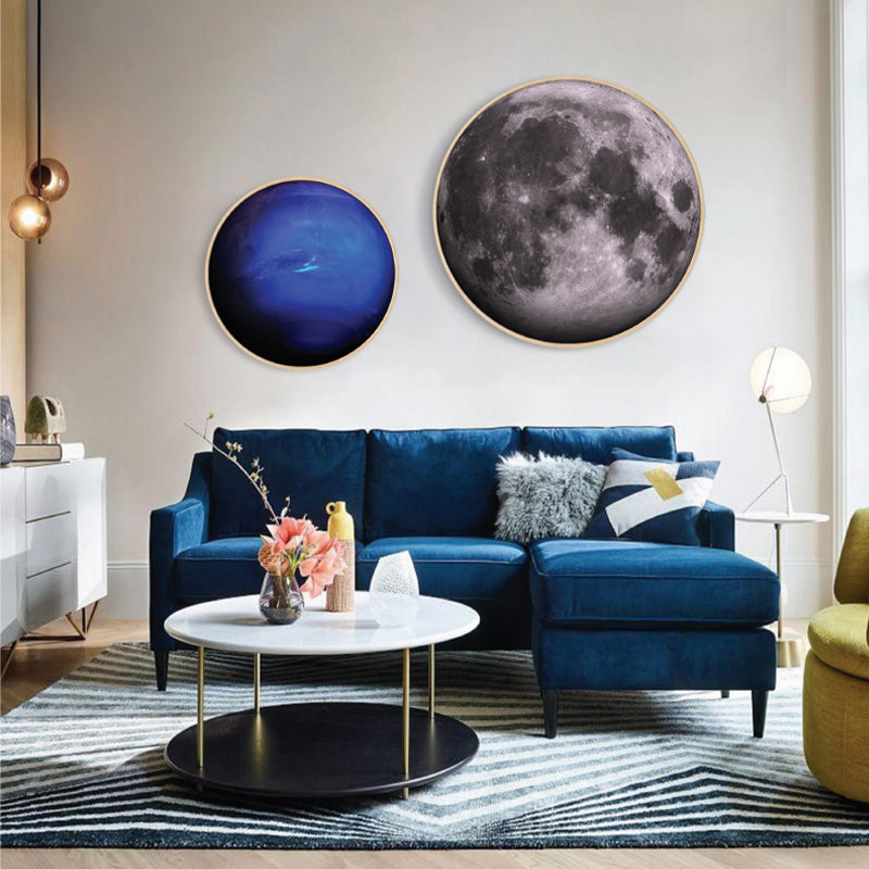 Outer Space Planet Wall Art Kids Textured Bedroom Canvas Print in Soft Color, Optional Sizes Clearhalo 'Art Gallery' 'Canvas Art' 'Kids' Arts' 1860630