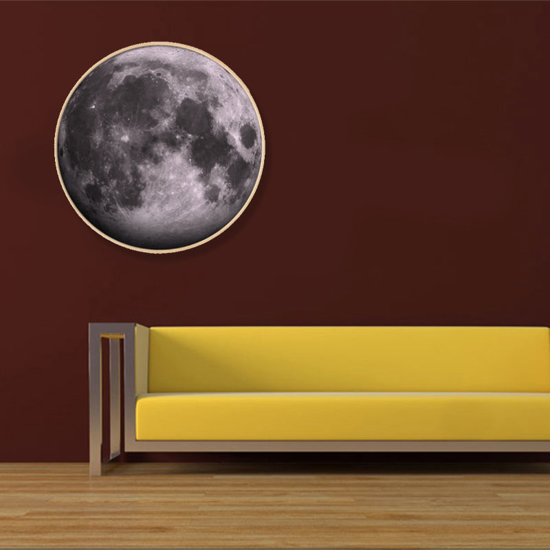 Outer Space Planet Wall Art Kids Textured Bedroom Canvas Print in Soft Color, Optional Sizes Grey Clearhalo 'Art Gallery' 'Canvas Art' 'Kids' Arts' 1860631