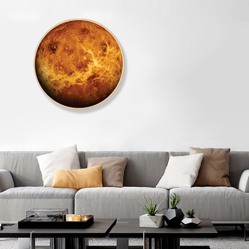 Outer Space Planet Wall Art Kids Textured Bedroom Canvas Print in Soft Color, Optional Sizes Clearhalo 'Art Gallery' 'Canvas Art' 'Kids' Arts' 1860643