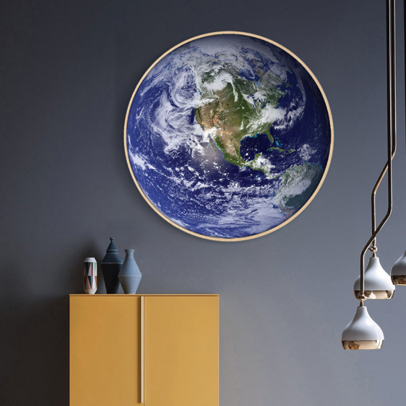 Outer Space Planet Wall Art Kids Textured Bedroom Canvas Print in Soft Color, Optional Sizes Blue Clearhalo 'Art Gallery' 'Canvas Art' 'Kids' Arts' 1860646