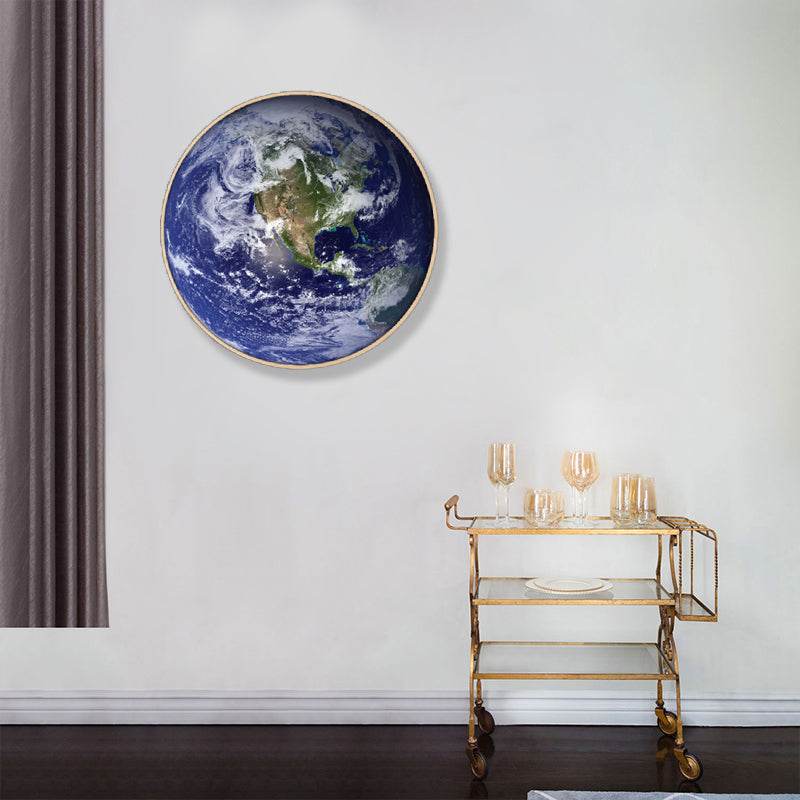 Outer Space Planet Wall Art Kids Textured Bedroom Canvas Print in Soft Color, Optional Sizes Clearhalo 'Art Gallery' 'Canvas Art' 'Kids' Arts' 1860647
